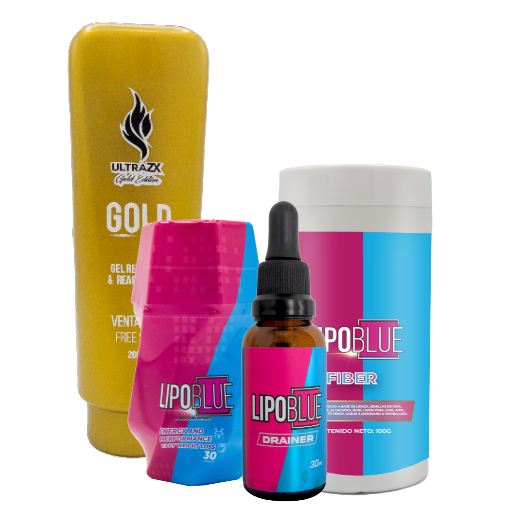 QUEMADOR + DRAINER + FIBRA LIPOBLUE + GEL ULTRA ZX
